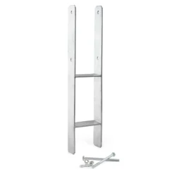 XPOtool Pfostenträger feuerverzinkt 101 x 600mm, H-Anker aus Carbonstahl, Pfostenanker mit Bohrlöchern M10 x 130, Pfostenschuh mit 2 Verstrebungen