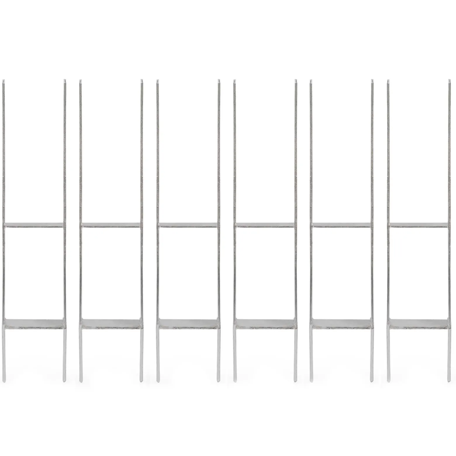 XPOtool Pfostenträger feuerverzinkt 6 Stück 91 x 600 mm, H-Anker aus Carbonstahl, Pfostenanker mit Bohrlöchern M10 x 110, Pfostenschuh mit 2 Verstrebungen