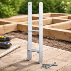XPOtool Pfostenträger feuerverzinkt 6 Stück 71 x 600mm, H-Anker aus Carbonstahl, Pfostenanker mit Bohrlöchern M10 x 90, Pfostenschuh mit 2 Verstrebungen