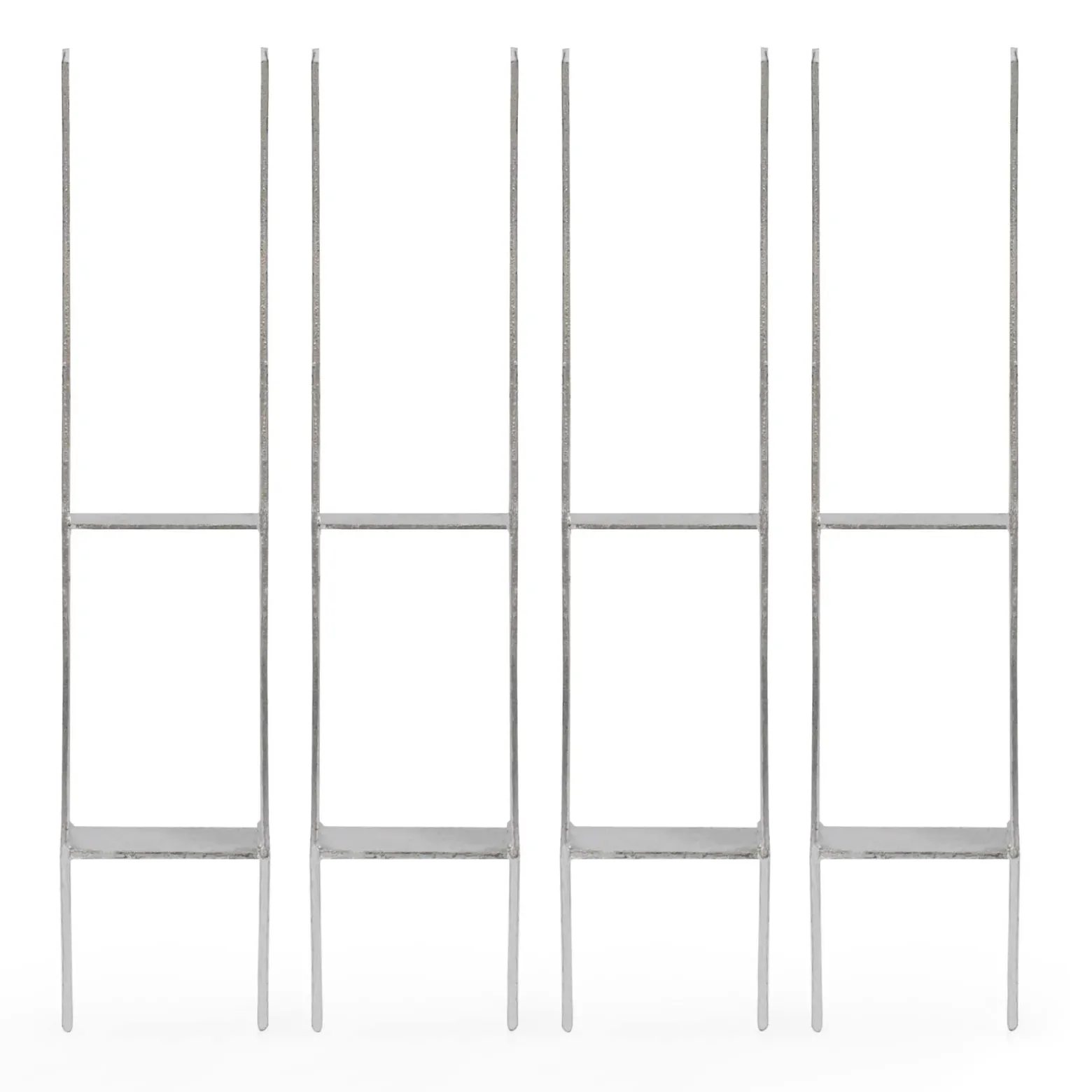 XPOtool Pfostenträger feuerverzinkt 4 Stück 91 x 600 mm, H-Anker aus Carbonstahl, Pfostenanker mit Bohrlöchern M10 x 110, Pfostenschuh mit 2 Verstrebungen