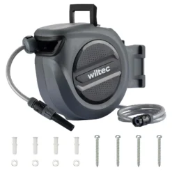 XPOtool Schlauchtrommel, Wand Schlauchbox mit Aufroll-Automatik und 20m Wasserschlauch, Gartenbewässerung