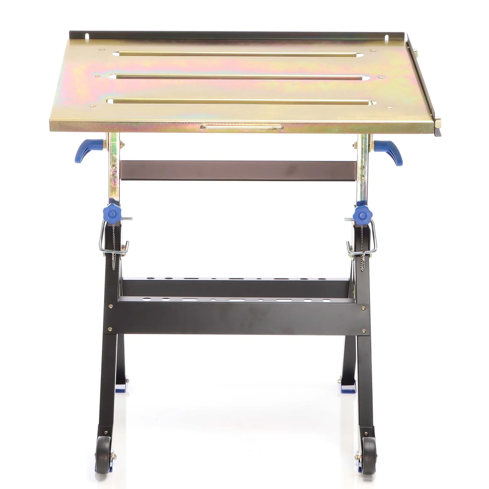XPOtool Schweißtisch klappbar bis 150 kg aus Stahl, Schweißwagen höhenverstellbar 735-860 mm, Neigung bis 90°, Werkbank, Werkstattwagen mit Ablage