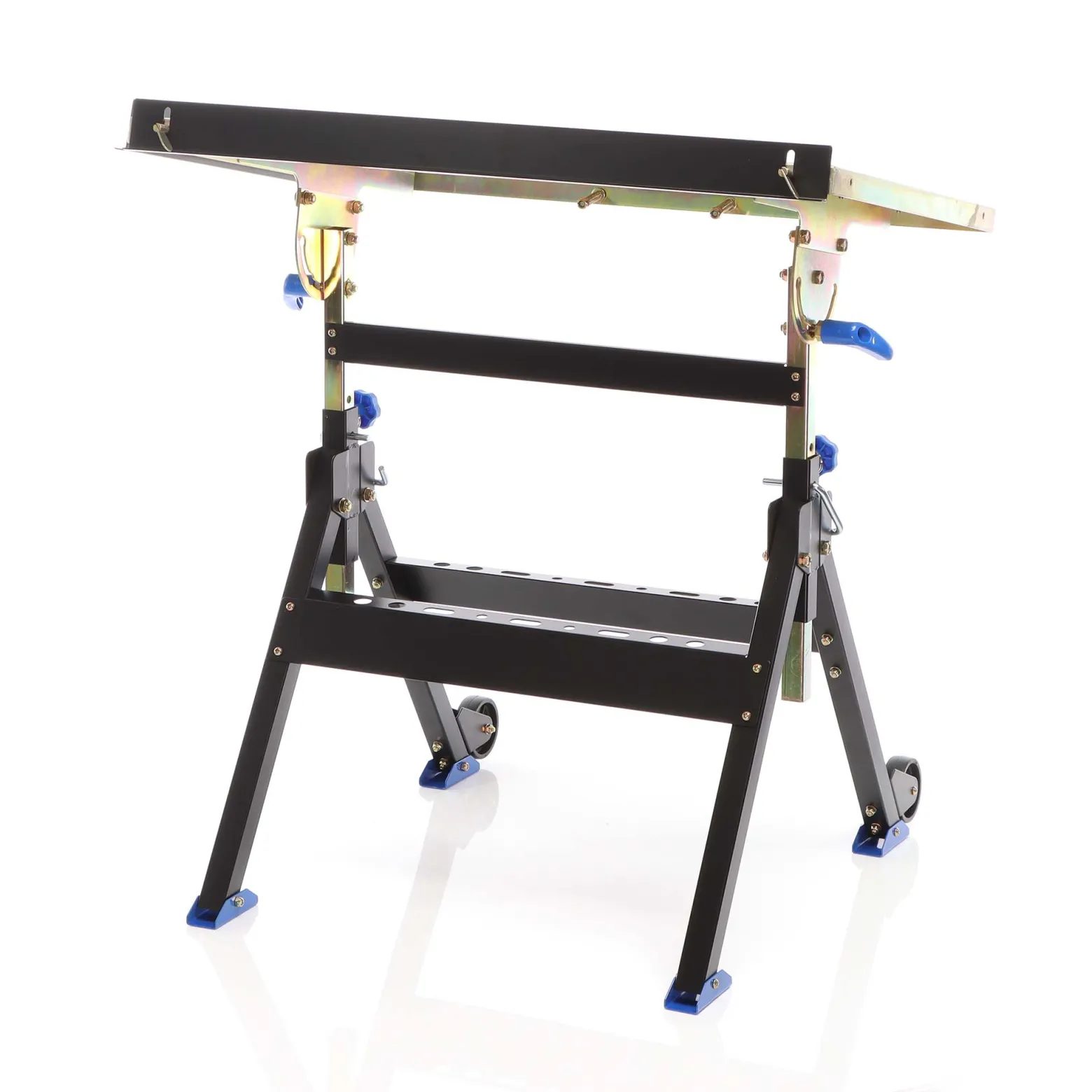 XPOtool Schweißtisch klappbar bis 150 kg aus Stahl, Schweißwagen höhenverstellbar 735-860 mm, Neigung bis 90°, Werkbank, Werkstattwagen mit Ablage