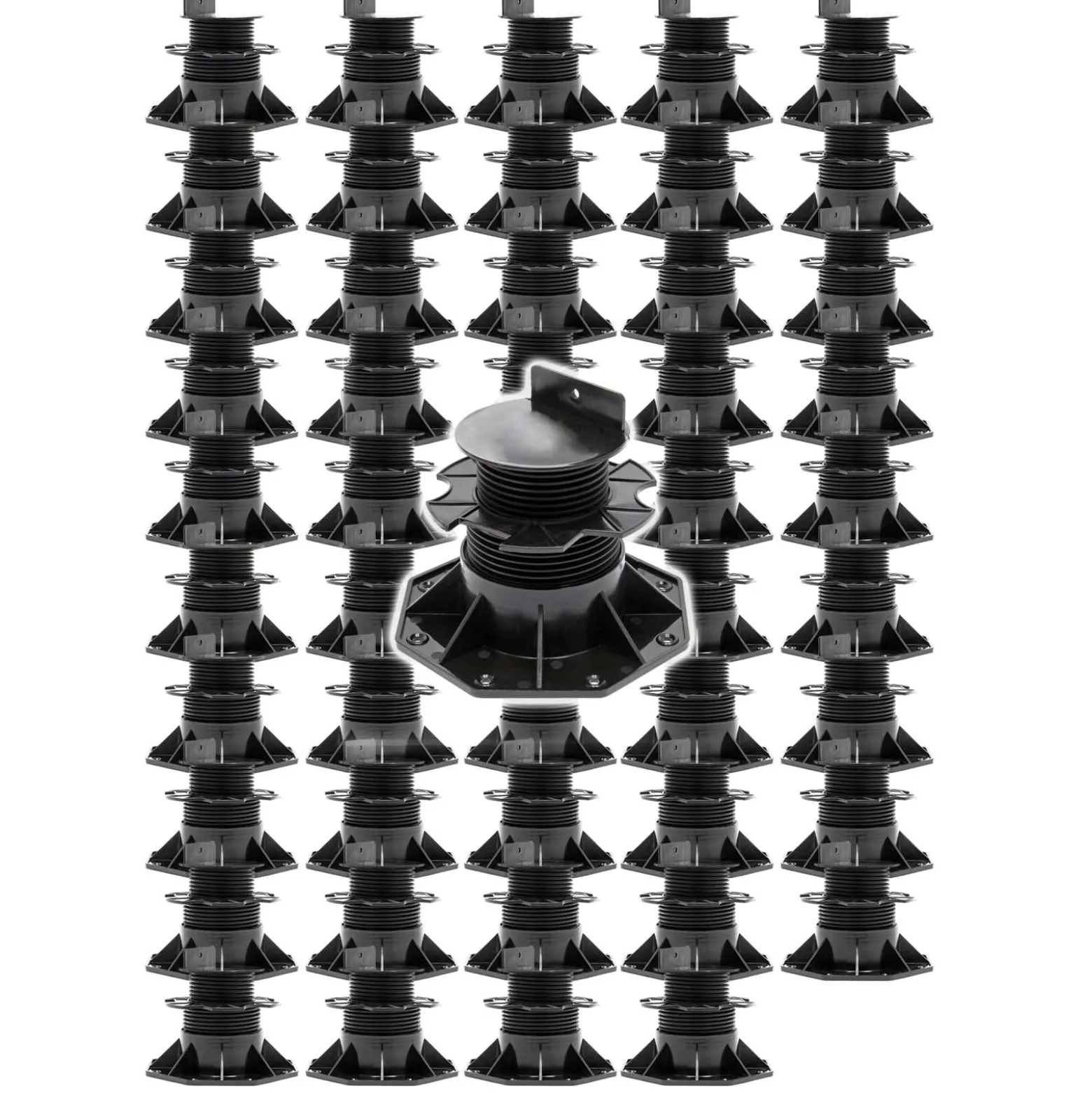 XPOtool Set 50x Stelzlager für Terrassen, 2700kg, 60-138mm, höhenverstellbare Stellfüße für Terrassendielen, Platten und Planken