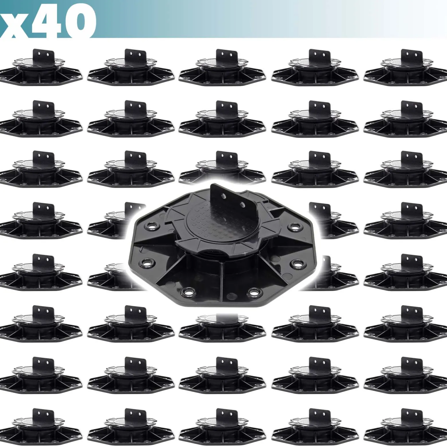 XPOtool Set 40x Stelzlager für Terrassen, 2700kg, 18-28mm, höhenverstellbare Stellfüße für Terrassendielen, Platten und Planken