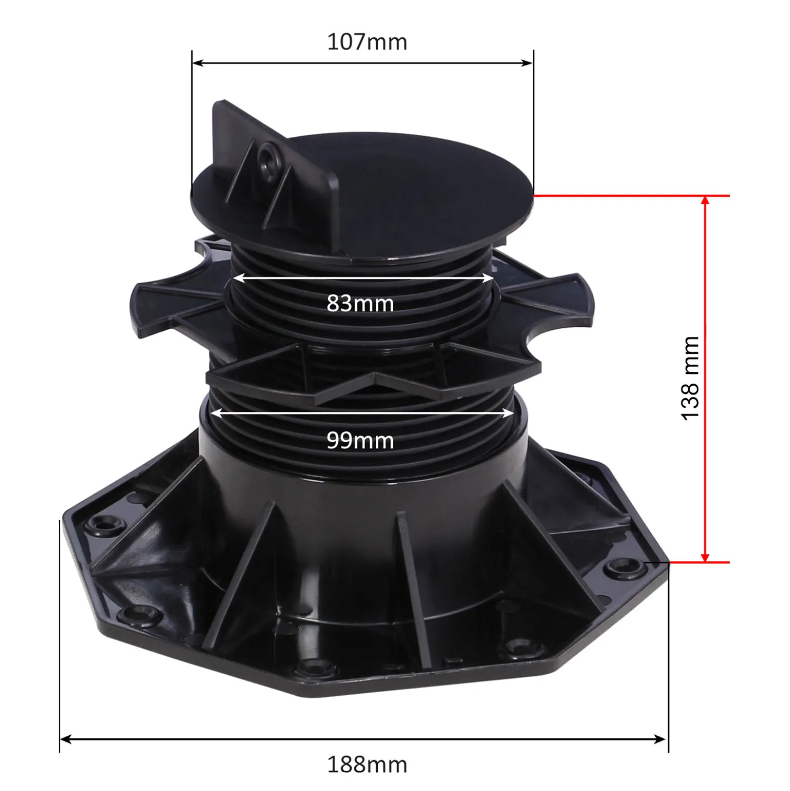 XPOtool Set 80x Stelzlager für Terrassen, 2700kg, 60-138mm, höhenverstellbare Stellfüße für Terrassendielen, Platten und Planken