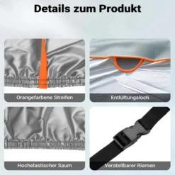 XPOtool Vollgarage für Auto Größe L 482x178x119cm Schutz vor Hagel, wasserdicht, lackschonend, Autoabdeckung mit Luftschlitzen, Reflektoren, Spanngurten