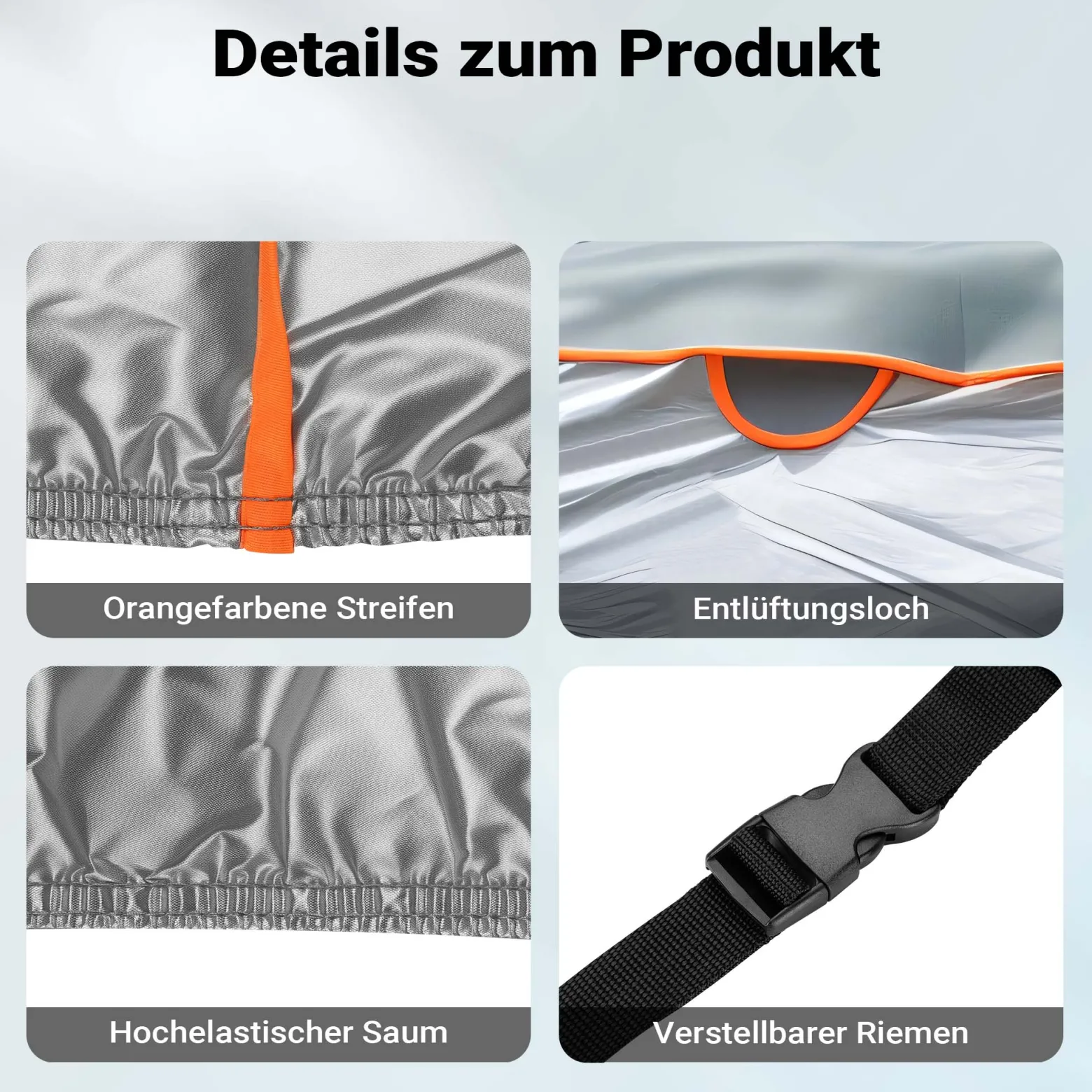 XPOtool Vollgarage für Auto Größe L 482x178x119cm Schutz vor Hagel, wasserdicht, lackschonend, Autoabdeckung mit Luftschlitzen, Reflektoren, Spanngurten