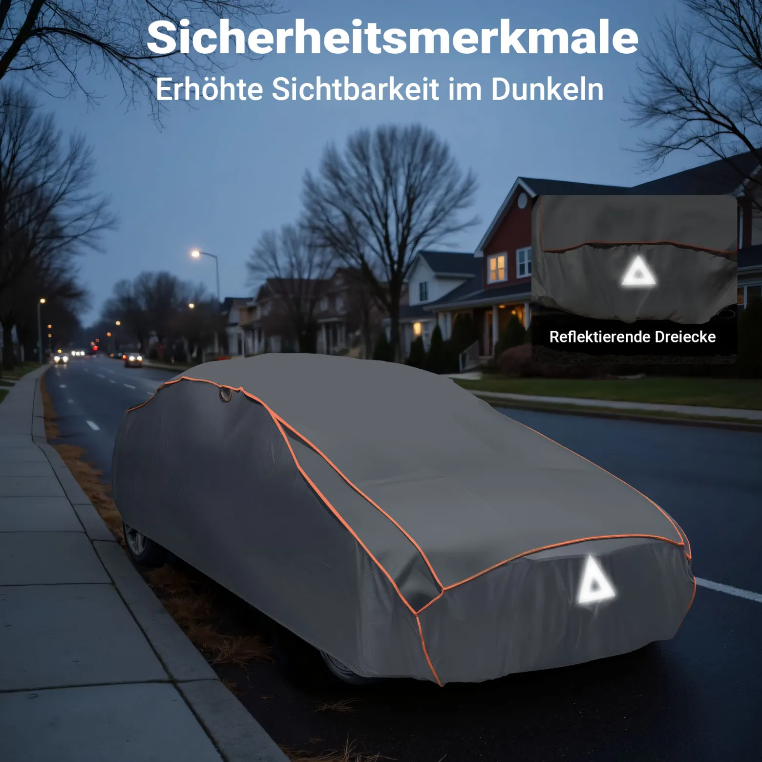 XPOtool Vollgarage für Auto Größe L 482x178x119cm Schutz vor Hagel, wasserdicht, lackschonend, Autoabdeckung mit Luftschlitzen, Reflektoren, Spanngurten