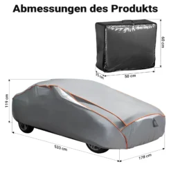XPOtool Vollgarage für Auto Größe XL 533x178x119cm Schutz vor Hagel, wasserdicht, lackschonend, Autoabdeckung mit Luftschlitzen, Reflektoren, Spanngurten