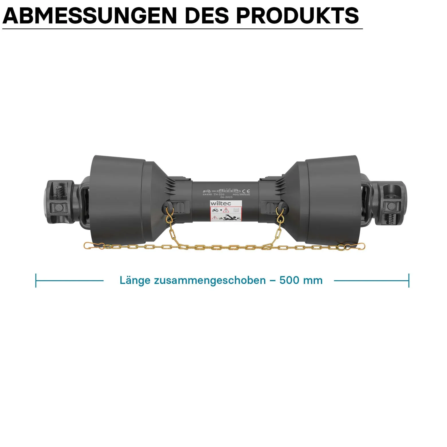 Zapfwelle T1 Gelenkwelle 500mm 210Nm 540U/min, PTO-Shaft, 18kW (25PS), 2x 1 3/8" 6 Zähne
