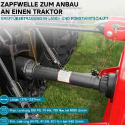 Zapfwelle T6 Gelenkwelle 1270-1397mm 830Nm 540U/min, PTO-Shaft, 74kW (100PS), 2x 1 3/8